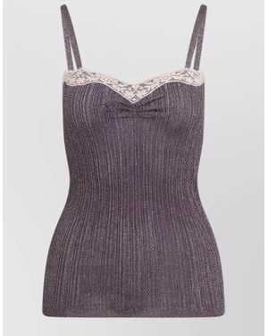Valentino Ribbed Slim-Fit Sweetheart-Neck Camisole - Purple