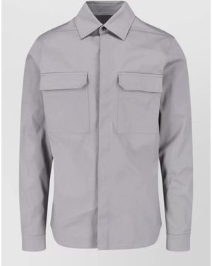 Rick Owens Casual Jacket Buttoned Cuffs Front Flap Pockets - Gray