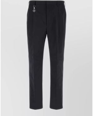 Prada Poplin Tailored Trousers Back Pockets Belt Loops - Blue
