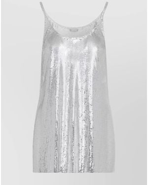 Rabanne Metallic Mesh Sequin Top - White