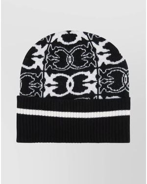 Pinko Cashmere Blend Ribbed Beanie - Black