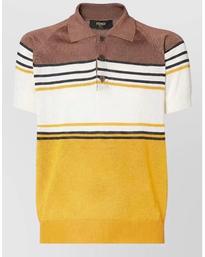 Fendi Striped Polo Shirt - Grey