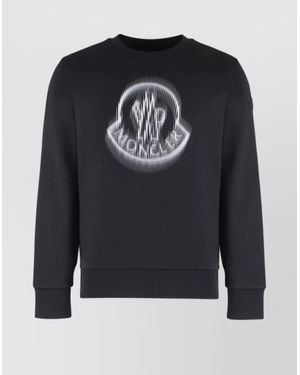 Moncler Graphic Print Crew-Neck Cotton Sweatshirt - Black