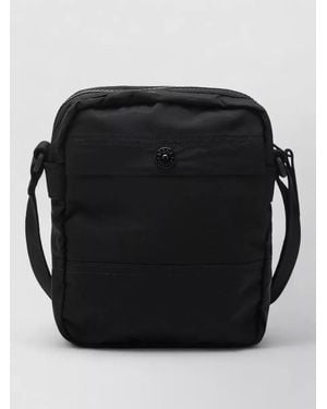 Stone Island Crossbody Bag Adjustable Strap Front Zip Pocket - Black