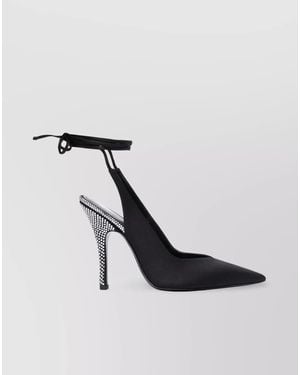 The Attico Crystal-Embellished Satin Slingback Pumps - Black