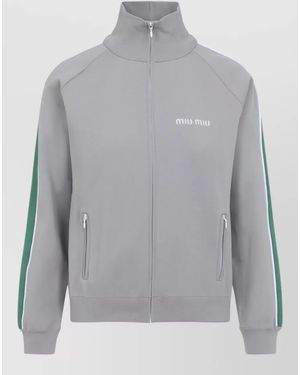 Miu Miu Cardigan Jacket High Collar Raglan Sleeves - Grey