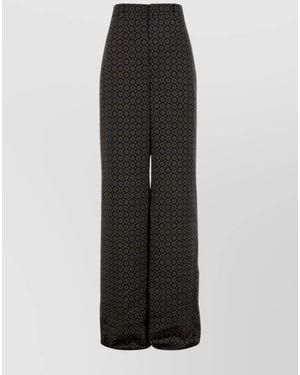 Saint Laurent Printed Satin Wide-Leg Trousers - Black