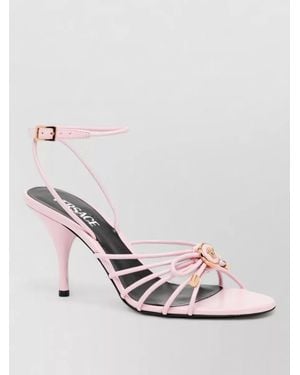 Versace Sandal Heel Open Toe Silk Nylon Straps - Pink