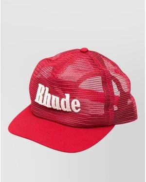 Rhude Logo Mesh Cap Featuring Brand Detail - Red