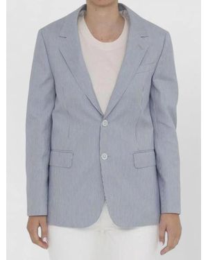 Celine Striped Single-Breasted Blazer - Blue