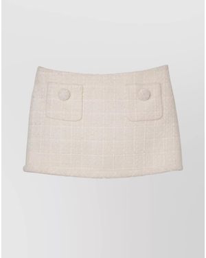 Marc Jacobs Textured Fabric Mini Skirt With Button Detail - Natural