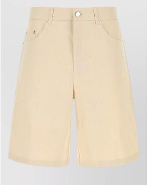 Séfr Cotton Bermuda Shorts Front And Back Pockets - Natural