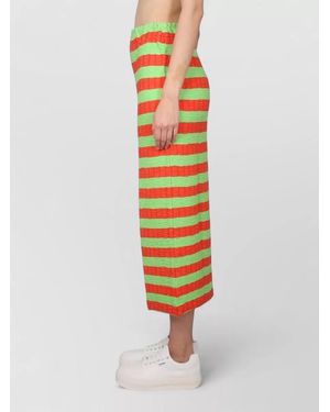 Sunnei Midi Skirt Elastic Waistband Striped Pattern - White