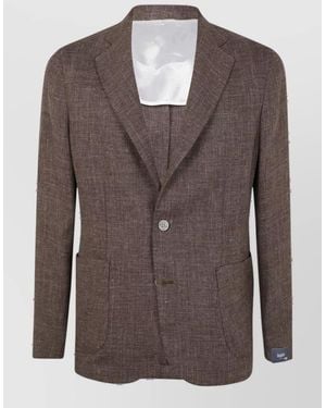 Barba Napoli Linen Virgin Wool Single Breasted Jacket - Brown