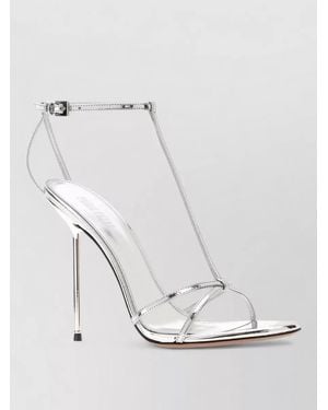 Paris Texas Lidia Leather T Strap Ankle Sandals - White