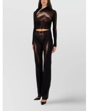 Jean Paul Gaultier Printed Asymmetric Cutout Long-Sleeve Top - Black