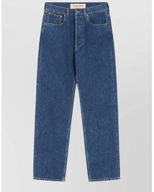 Valentino Denim Five Pocket Straight Leg Jeans - Blue
