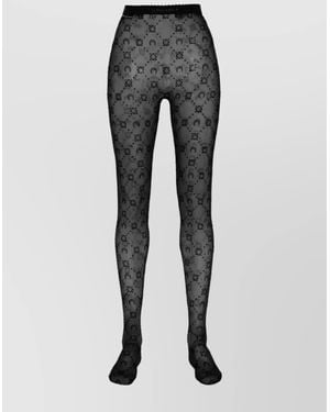 Marine Serre Monogram Mesh Flock Tights - Gray