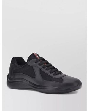 Prada Leather Low-Top Sneakers - Black