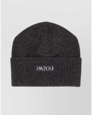 Patou Ribbed Knit Cashmere Wool Beanie - Black