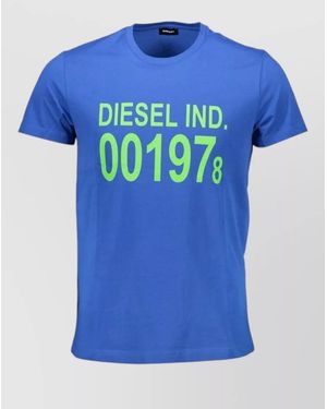 DIESEL Printed Cotton T-Shirt - Blue