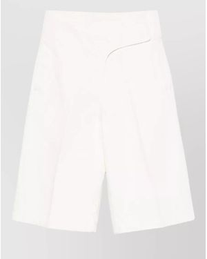 Ami Paris Cotton High-Rise Panelled Knee-Length Shorts - White