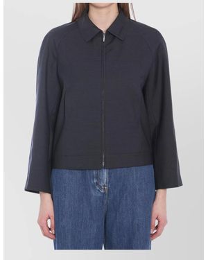 Gucci Wool Bomber Jacket With Elasticated Waist And Hem - Blue
