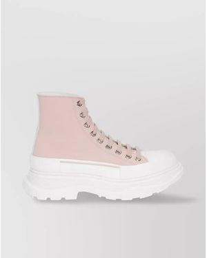 McQueen Canvas Logo Print High-Top Trainers - Natural