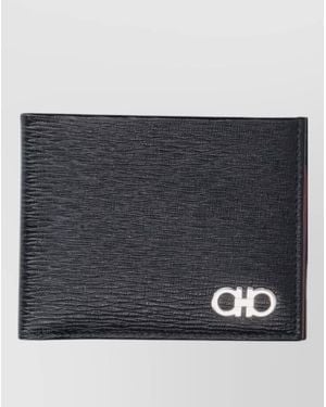 Ferragamo Bi Fold Wallet Textured Exterior - Black