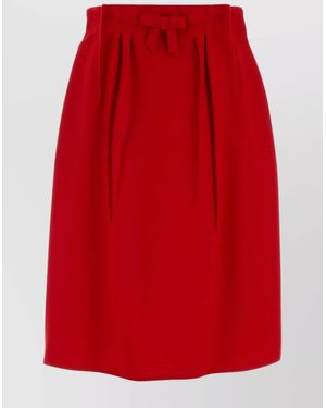 Prada Virgin Wool High-Rise Skirt - Red