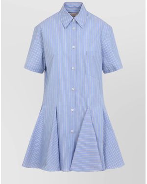 Marni Cotton Embroidered Poplin Mini Shirt Dress - Blue
