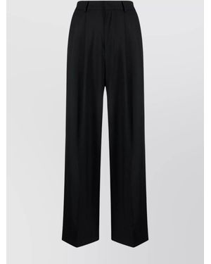 AZ FACTORY Virgin Wool High-Rise Pleated Wide-Leg Pants - Black