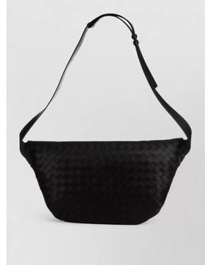 Bottega Veneta Belt Bag Woven Design Adjustable Strap - Black