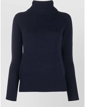 Drumohr Merino Knit Turtleneck Jumper Long Sleeves - Blue