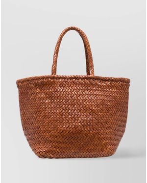 Dragon Diffusion Grace Basket Small Leather Tote Bag - Brown