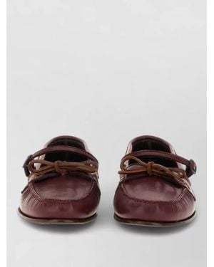 Hereu Mary Jane Lorea Leather Bow Loafers - Brown