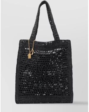 Chloé Rafia Summer Banana Tote Bag - Black