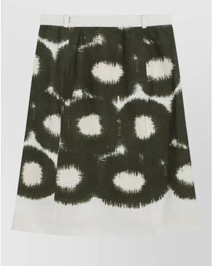 Prada A Line Skirt Abstract Pattern Belt Loops - Green