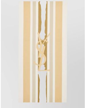 Saint Laurent Silk Cotton Striped Scarf - White