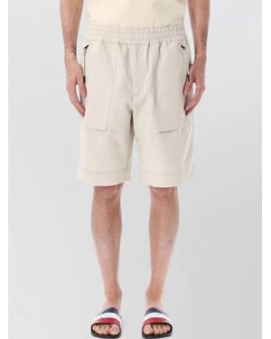 Moncler Knee Length Bermuda Trousers Back Side Pockets - Natural