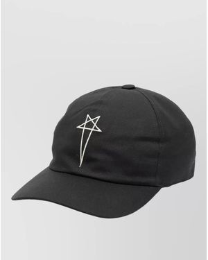 Rick Owens Baseball Cap Curved Brim Star Front Logo - Black