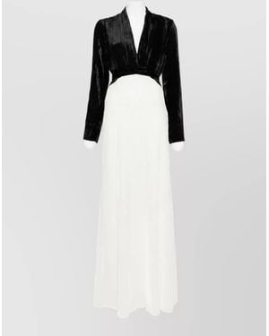 forte_forte Velvet V-Neck Long-Sleeve Long Dress - White