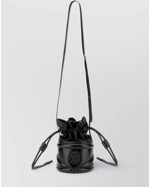 McQueen The Curve Leather Bucket Bag - White