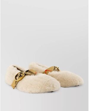 Burberry Shearling Slippers - Natural