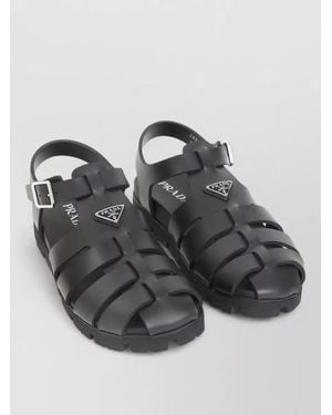 Prada Sandals Cage Design Open Toe Round - Gray