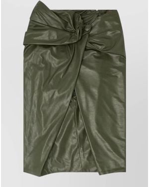 DIESEL High-Rise Draped Asymmetric Midi Skirt - Green