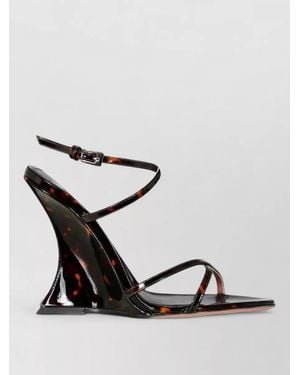 Paris Texas Nina Wedge Sandal Patent Cross Straps - Black