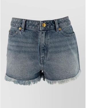 Michael Kors Shorts Frayed Hem Belt Loops Back Pockets - Blue
