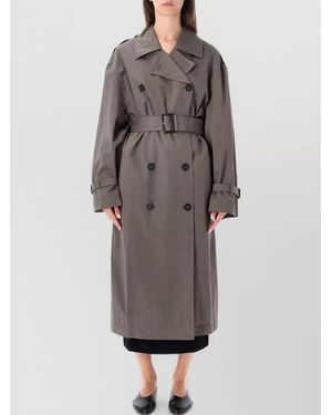 TOTEME Organic Cotton Double-Breasted Belted Trench Coat - Grey