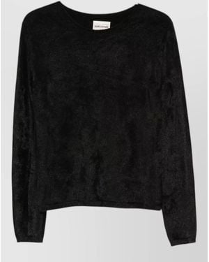 Semicouture Lettice Crewneck Jumper Fitted Long Sleeves - Black